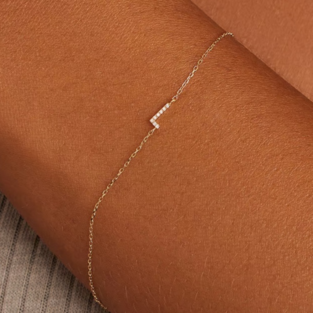 Gorjana Diamond Pave Alphabet Bracelet. “L”